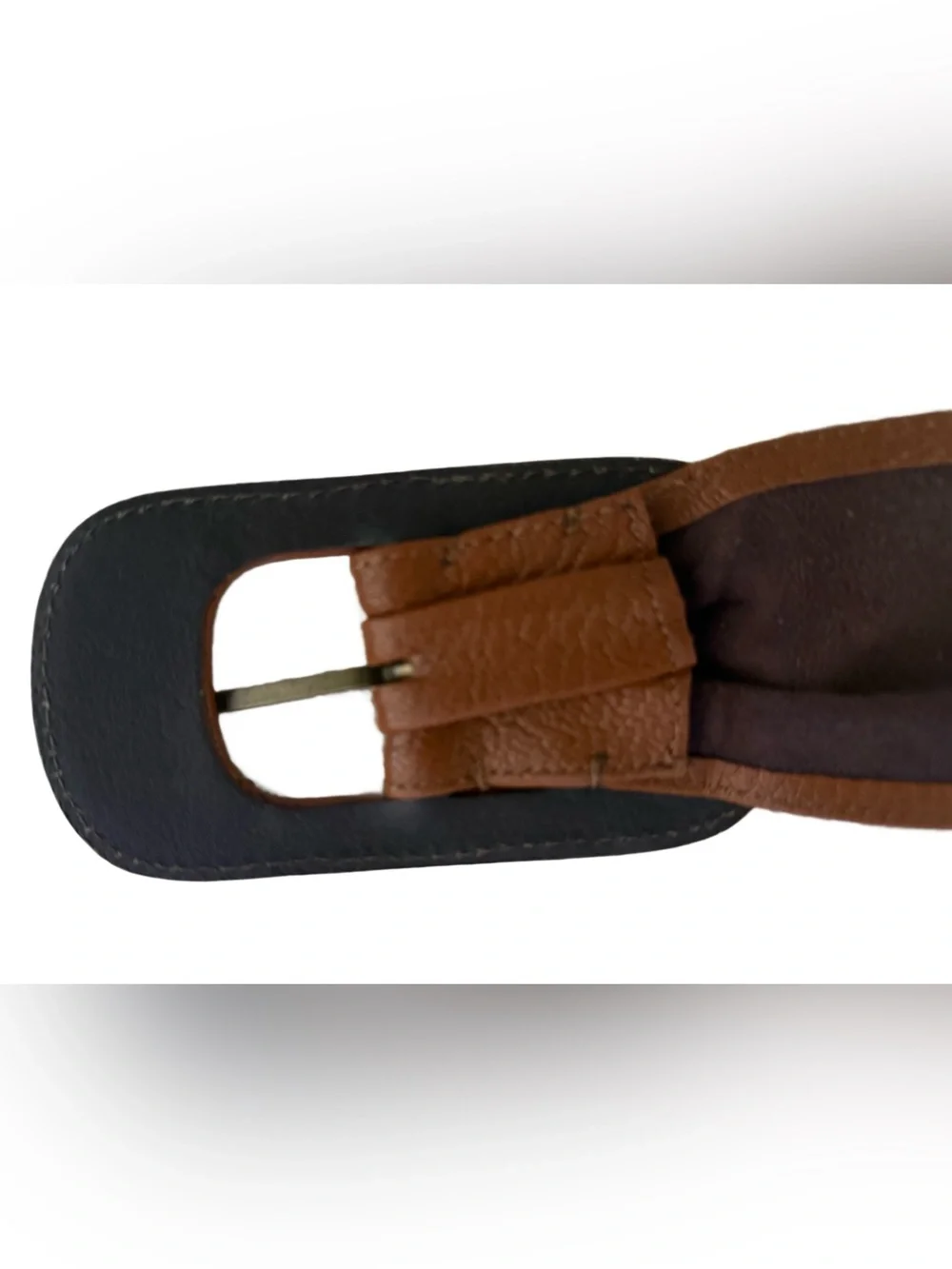💋 FABULOUS Vintage 1980 WIDE Bonded Leather Statement Cinch Belt “Whiskey Brown”